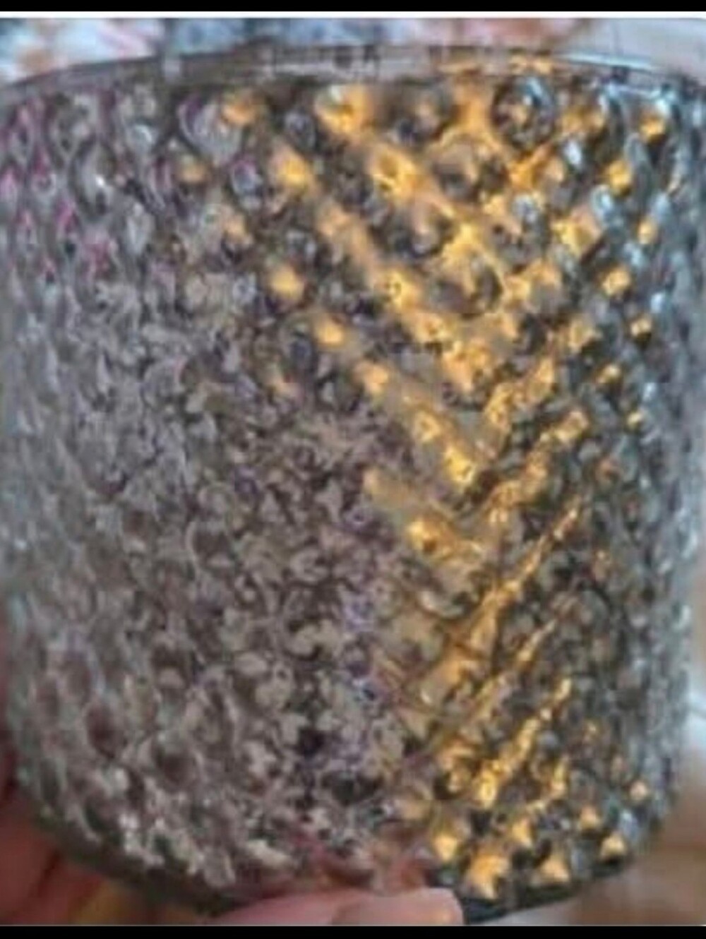 Diamond Pattern Glass Mercury Candle Holder or Container